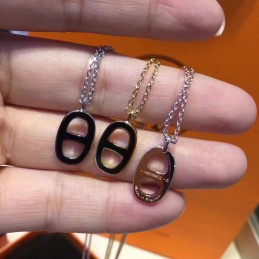 Replica Hermes H Pendant Necklace Black White Options