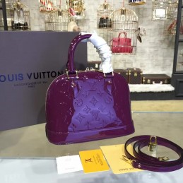 Replica Louis Vuitton Purple Patent Monogram Alma BB