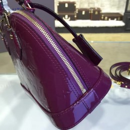 Replica Louis Vuitton Purple Patent Monogram Alma BB