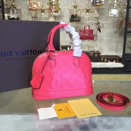 Replica Louis Vuitton Coral Pink Patent Monogram Alma BB