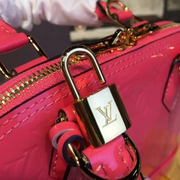Replica Louis Vuitton Coral Pink Patent Monogram Alma BB