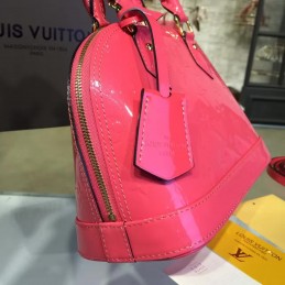 Replica Louis Vuitton Coral Pink Patent Monogram Alma BB