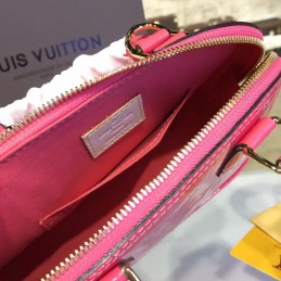 Replica Louis Vuitton Coral Pink Patent Monogram Alma BB