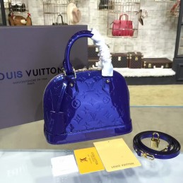 Replica Louis Vuitton Blue Patent Monogram Alma BB