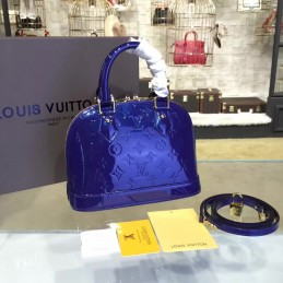 Replica Louis Vuitton Blue Patent Monogram Alma BB