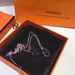 Replica Hermes H Pendant Necklace Black White Options
