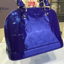 Replica Louis Vuitton Blue Patent Monogram Alma BB