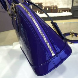 Replica Louis Vuitton Blue Patent Monogram Alma BB