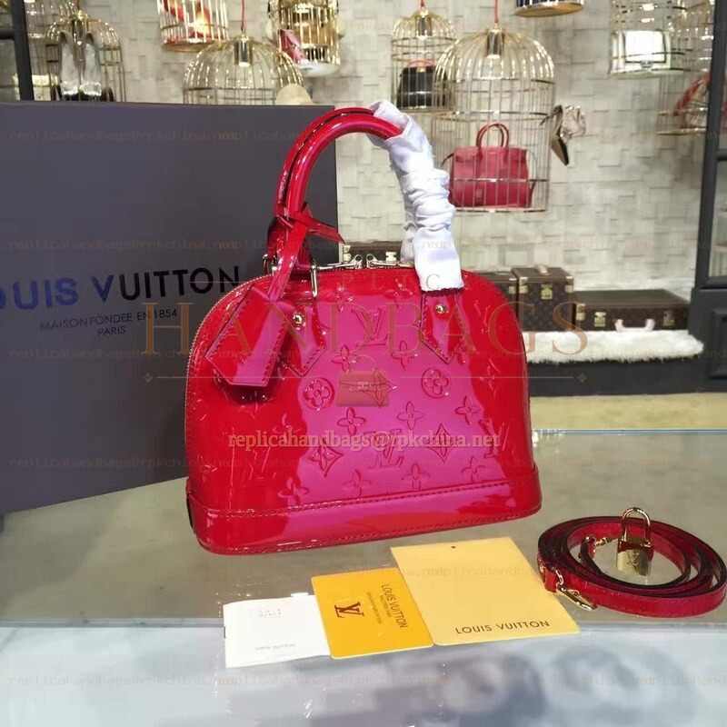 Replica Louis Vuitton Bright Red Embossed Monogram Alma BB