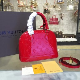 Replica Louis Vuitton Bright Red Embossed Monogram Alma BB