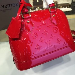 Replica Louis Vuitton Bright Red Embossed Monogram Alma BB