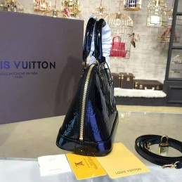 Replica Louis Vuitton Navy Blue Patent Monogram Alma BB
