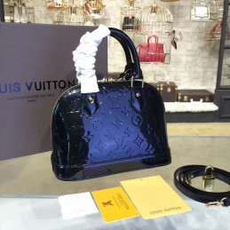 Replica Louis Vuitton Navy Blue Patent Monogram Alma BB