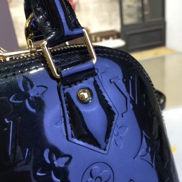 Replica Louis Vuitton Navy Blue Patent Monogram Alma BB