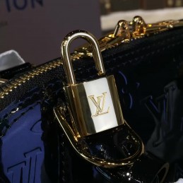 Replica Louis Vuitton Navy Blue Patent Monogram Alma BB
