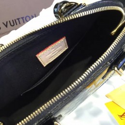 Replica Louis Vuitton Navy Blue Patent Monogram Alma BB