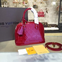 Replica Louis Vuitton Deep Red Patent Monogram Alma BB