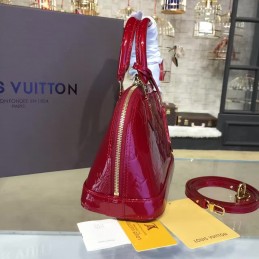 Replica Louis Vuitton Deep Red Patent Monogram Alma BB