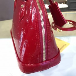 Replica Louis Vuitton Deep Red Patent Monogram Alma BB