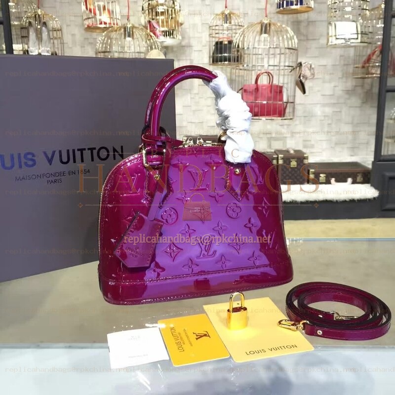 Replica Louis Vuitton Purple Patent Monogram Alma BB - Style 2