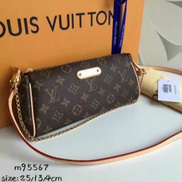 Replica Louis Vuitton Brown Monogram Chain Eva Clutch