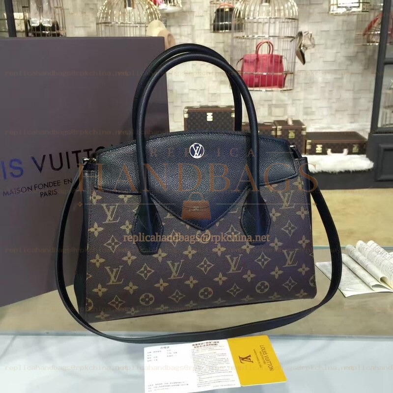 Replica Louis Vuitton Brown Monogram Black Florine Bag