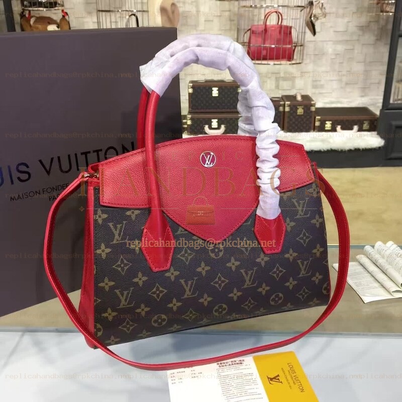 Replica Louis Vuitton Brown Monogram Red Florine Bag