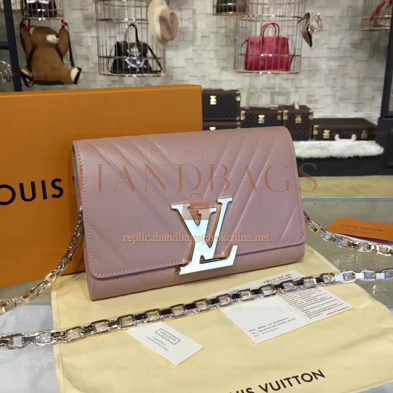 Replica Louis Vuitton Taupe Quilted Chain Louise GM