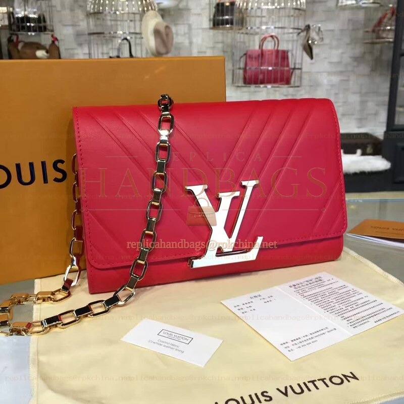 Replica Louis Vuitton Red Quilted Chain Louise GM