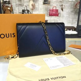 Replica Louis Vuitton Navy Blue Quilted Chain Louise GM