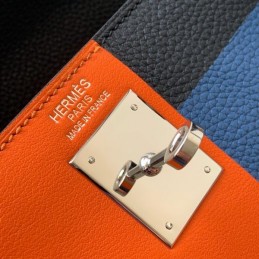 Replica Hermes Black Blue Colorblock Kelly 28 Bag