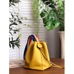 Replica Hermes Yellow Licol 17 Blue Red Handle Bag