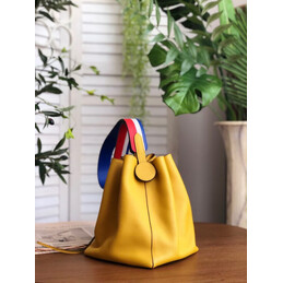 Replica Hermes Yellow Licol 17 Blue Red Handle Bag