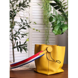 Replica Hermes Yellow Licol 17 Blue Red Handle Bag
