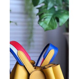 Replica Hermes Yellow Licol 17 Blue Red Handle Bag