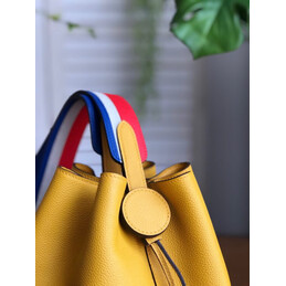 Replica Hermes Yellow Licol 17 Blue Red Handle Bag