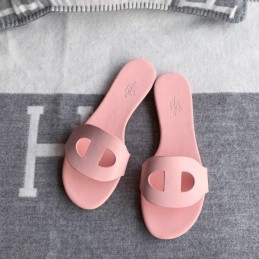 Replica Hermes Pink H Cutout Flat Slide Sandal