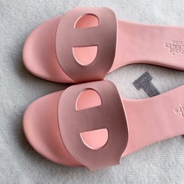 Replica Hermes Pink H Cutout Flat Slide Sandal