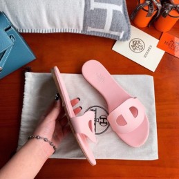 Replica Hermes Pink H Cutout Flat Slide Sandal