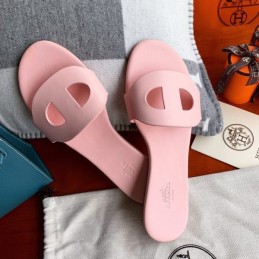 Replica Hermes Pink H Cutout Flat Slide Sandal