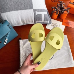 Replica Hermes Yellow H Cutout Flat Slide Sandal