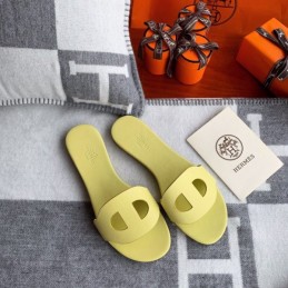 Replica Hermes Yellow H Cutout Flat Slide Sandal