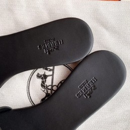 Replica Hermes Black H Cutout Flat Slide Sandal