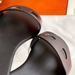 Replica Hermes Black H Cutout Flat Slide Sandal