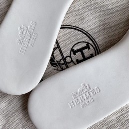 Replica Hermes White H Cutout Flat Slide Sandal