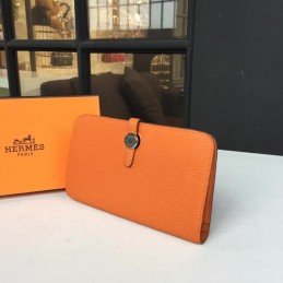 Replica Hermes Orange Dogon Duo Wallet