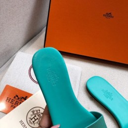 Replica Hermes Aqua H Cutout Flat Slide Sandal