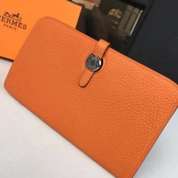 Replica Hermes Orange Dogon Duo Wallet