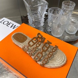 Replica Hermes Beige Woven Chain Sandal