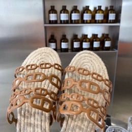 Replica Hermes Beige Woven Chain Sandal
